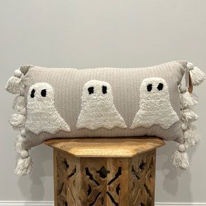 Neutral Ribbed Spooky Cute Tik Tok Halloween Ghost Pillow!